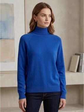Jeanne Pierre Women’s Overdized Royal Blue Knit Turtleneck Sweater size X-Large